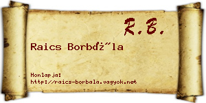 Raics Borbála névjegykártya